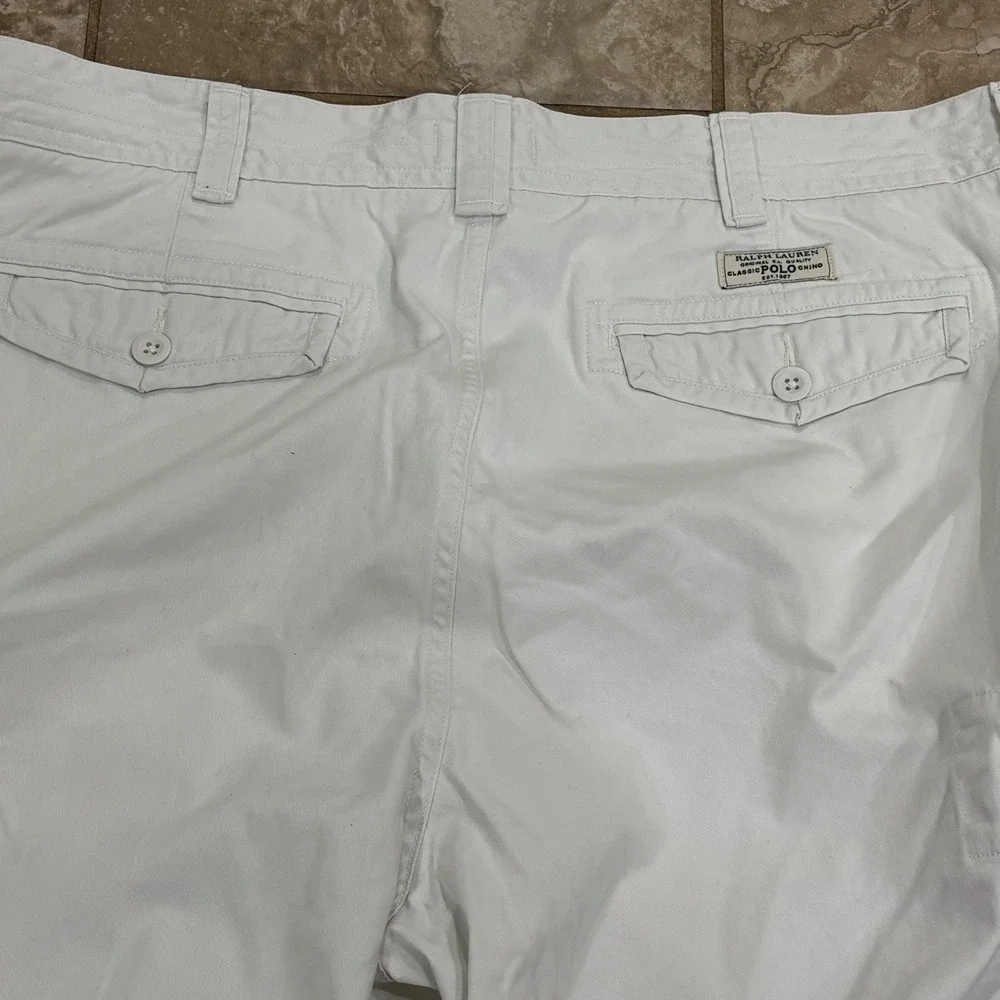 Polo Ralph Lauren Mens White Cotton Twill Cargo Shorts Size 42 Utility Summer